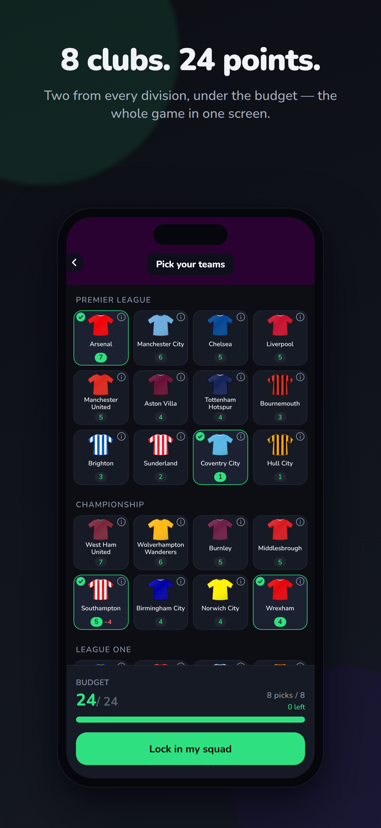 24pts Football app screenshot